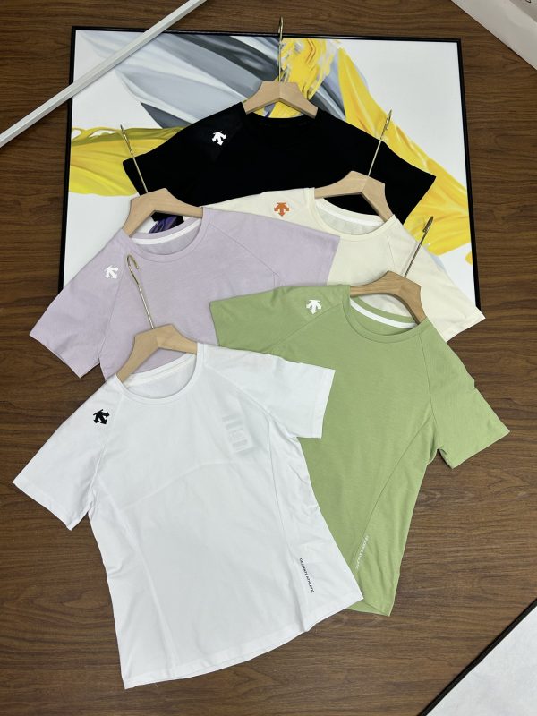 Best Selling Descente Short Sleeves Black Cotton Logo Luxury