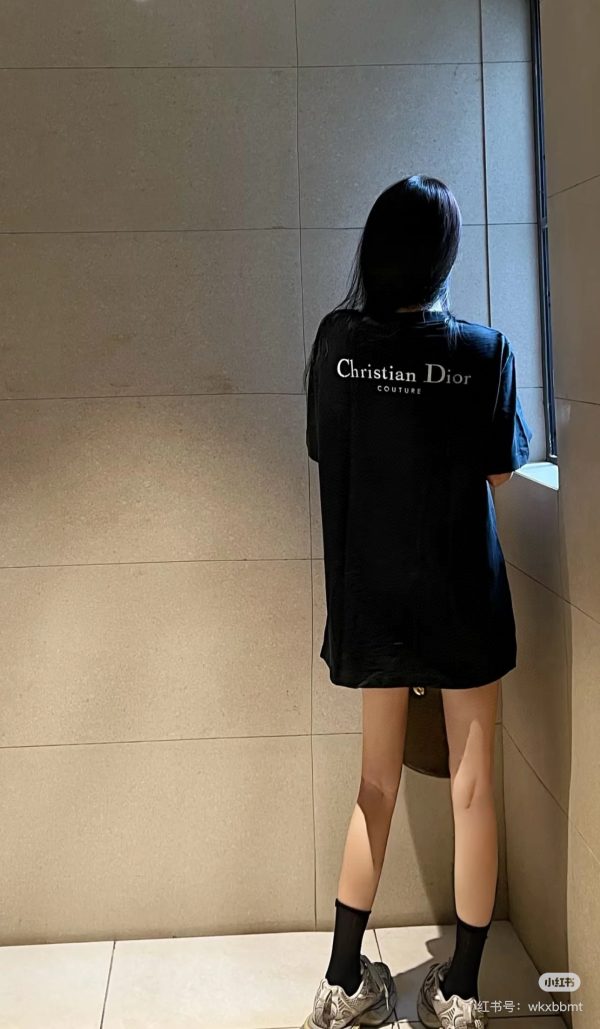 Luxury Dior Short Sleeves Black Cotton Print Luxury