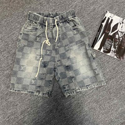 Premium Louis Vuitton Shorts Denim Plaid Luxury