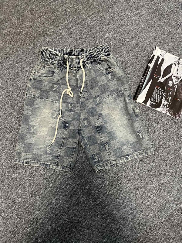 Premium Louis Vuitton Shorts Denim Plaid Luxury