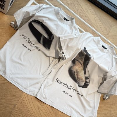 Premium Quality Balenciaga Short Sleeves White Cotton Style