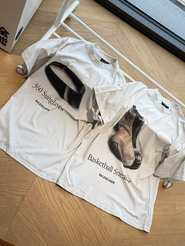Premium Quality Balenciaga Short Sleeves White Cotton Style