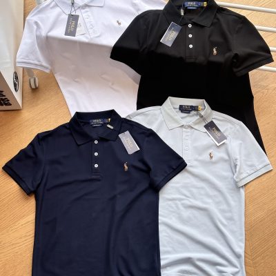 Luxury Ralph Lauren Short-Sleeved Black Cotton Embroidered Collection