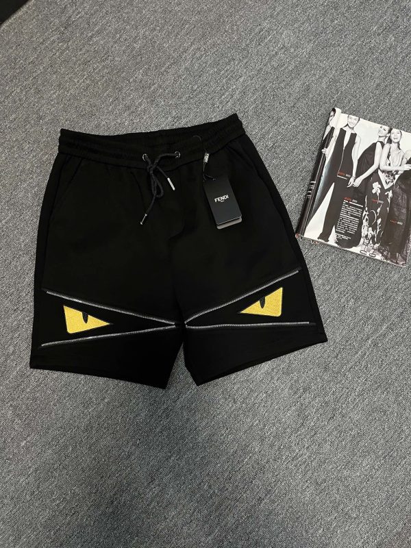 High Quality Fendi Shorts Yellow Embroidered Collection
