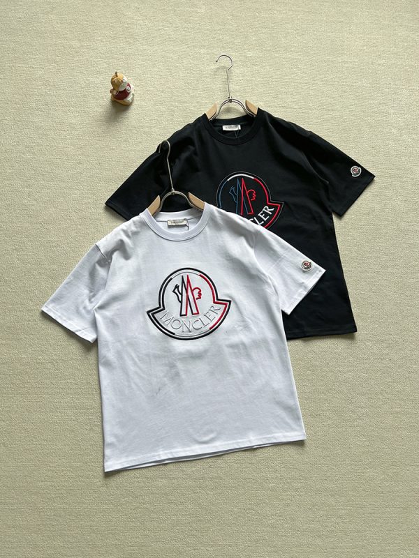 High Quality Moncler Short Sleeves Black Cotton Classic Style
