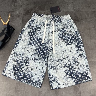 Premium Louis Vuitton Shorts Blue Denim Print Style