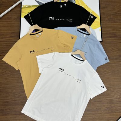 Premium Fila Short Sleeves Black Cotton Casual Style