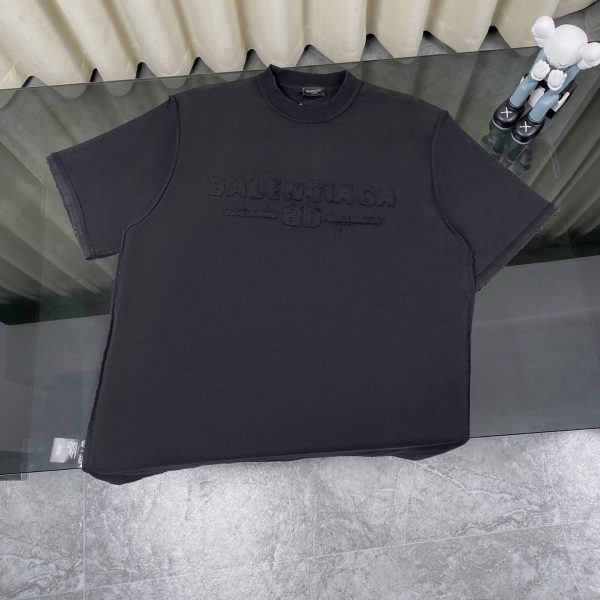 Best Selling Balenciaga Short Sleeves Black Cotton Washed Style