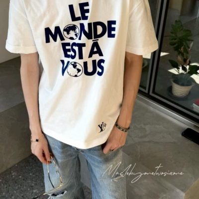 High Quality Earth Short Sleeves White Cotton Print Collection