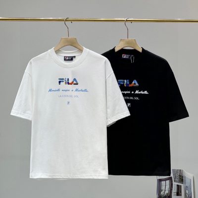 Premium Quality Fila Short Sleeves Blue Cotton Classic Collection