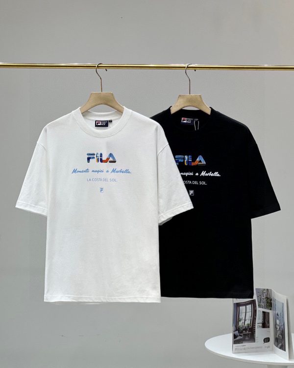 Premium Quality Fila Short Sleeves Blue Cotton Classic Collection