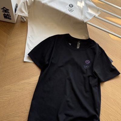 Luxury Lululemon Short Sleeves Black Cotton Logo Luxury