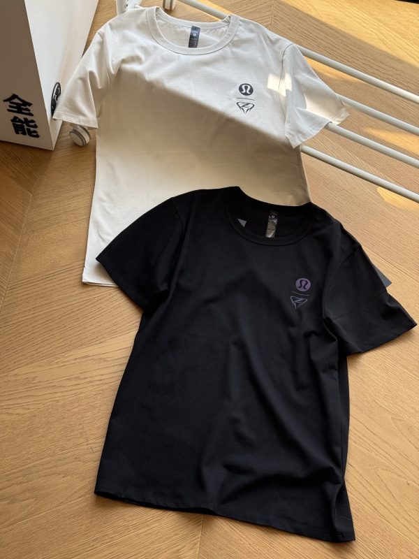 Luxury Lululemon Short Sleeves Black Cotton Logo Luxury