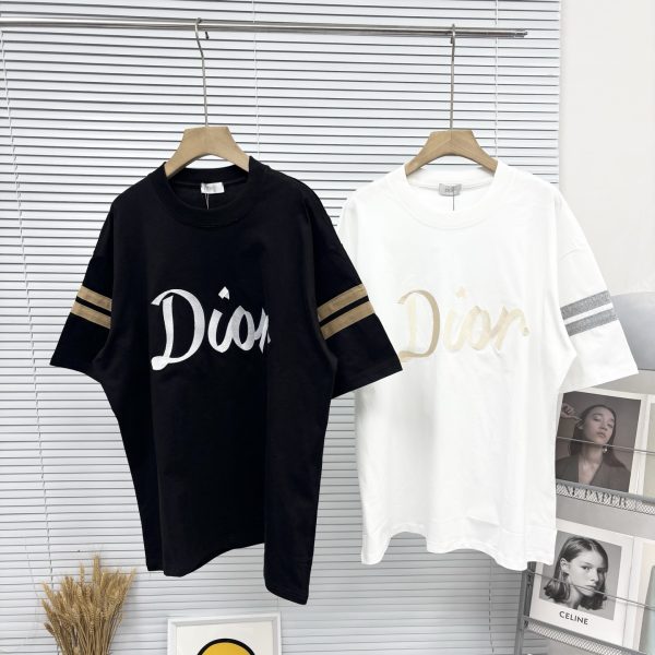 Premium Quality Dior Short Sleeves Black Patchwork Style