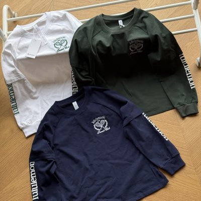 Premium Quality Lululemon Long Sleeves Navy Cotton Sporty Collection
