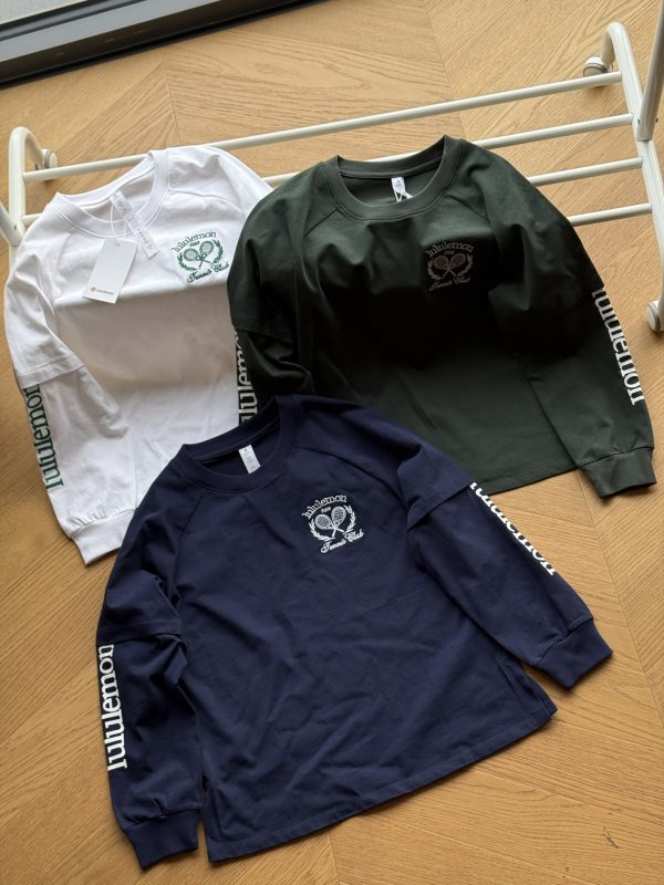 Premium Quality Lululemon Long Sleeves Navy Cotton Sporty Collection
