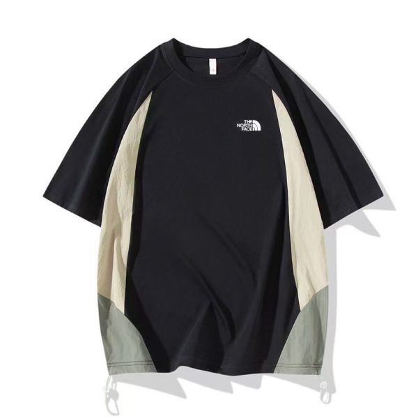 High Quality The North Face Short Sleeves Black Cotton Patchwork Style