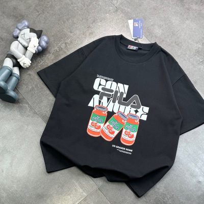 Luxury Fila Short-Sleeved Shirt Black Logo Collection
