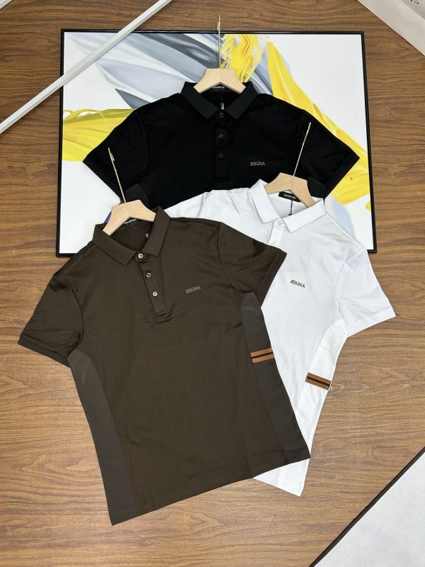 Luxury Zegna Short-Sleeved Black Cotton Patchwork Luxury