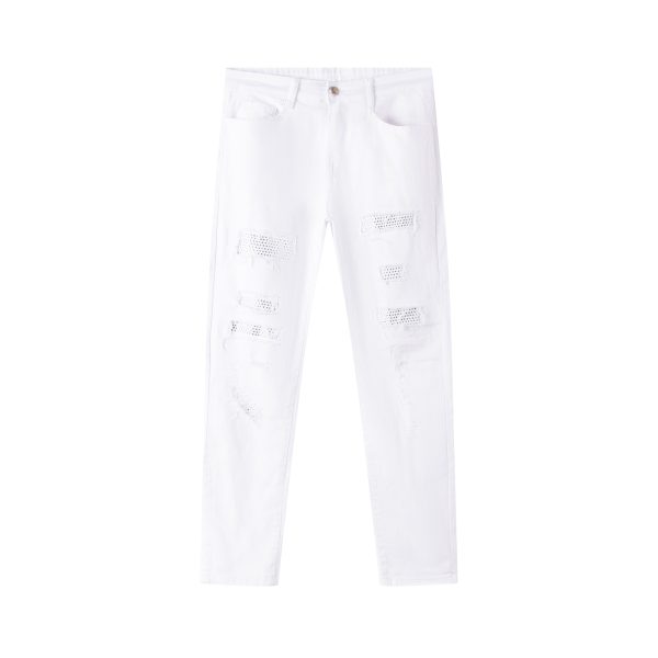 Premium Quality Ami Trousers Leather Rhinestone Luxury