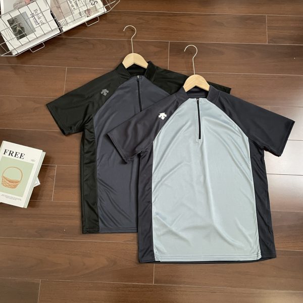 Luxury Descente Short Sleeves Gray Polyester Breathable Collection