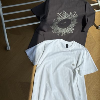 Premium Lululemon Short Sleeves Gray Cotton Print Luxury