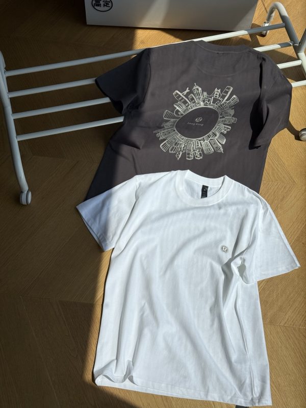 Premium Lululemon Short Sleeves Gray Cotton Print Luxury