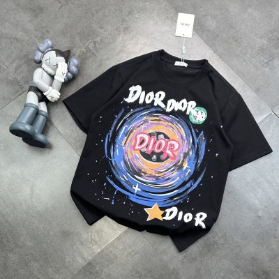 High Quality Dior Short Sleeves Black Cotton Classic Style
