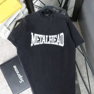 Best Selling Balenciaga Short Sleeves Black Cotton Washed Luxury
