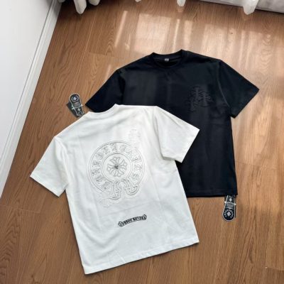 Premium Chrome Hearts Short Sleeves Black Cotton Washed Style