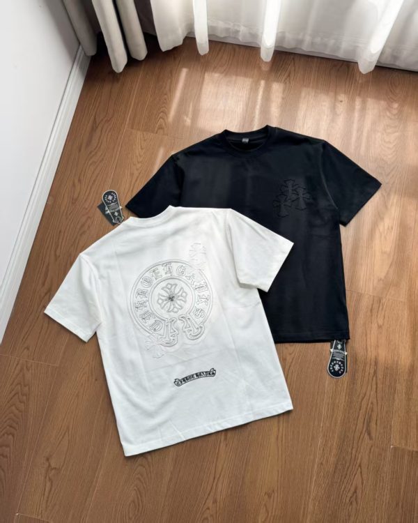 Premium Chrome Hearts Short Sleeves Black Cotton Washed Style