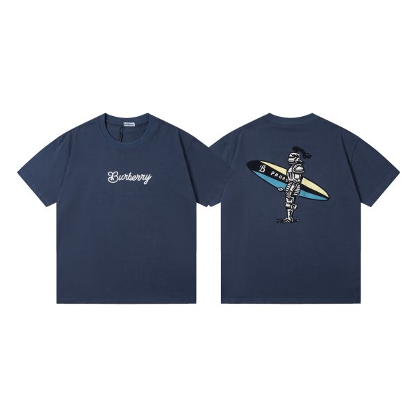 High Quality Burberry Short Sleeves Gray Cotton Print Collection