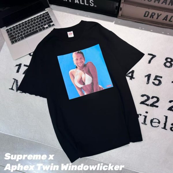 Best Selling Supreme Short Sleeves Black Logo Luxury
