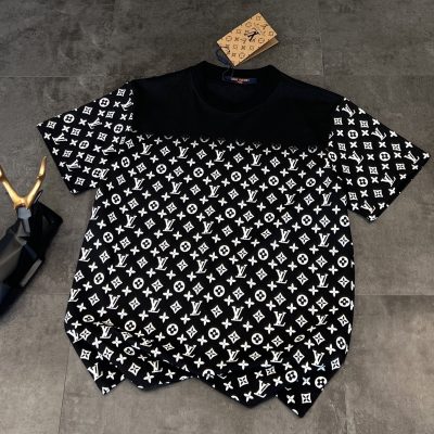 Luxury Louis Vuitton Short-Sleeved Shirt Black Gradient Luxury