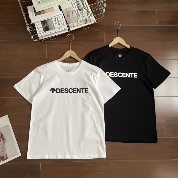 Luxury Descente Short Sleeves Black Cotton Logo Collection