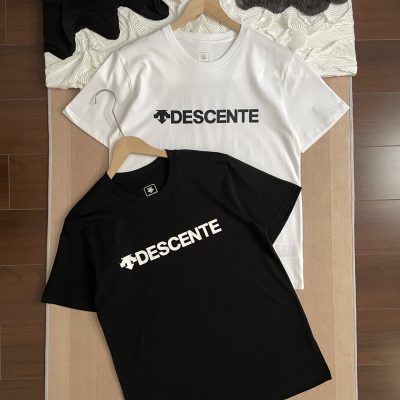 Premium Descente Short Sleeves Black Cotton Logo Style