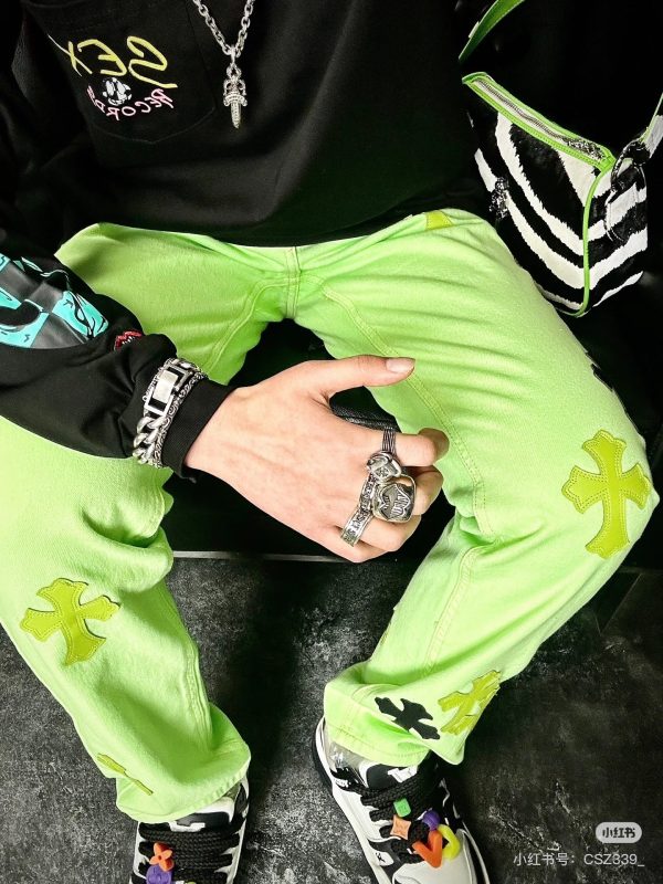 Premium Quality Chrome Hearts Jeans Green Cowhide Vintage Collection