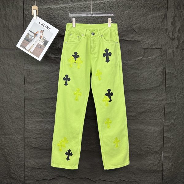 Premium Chrome Hearts Jeans Green Washed Luxury