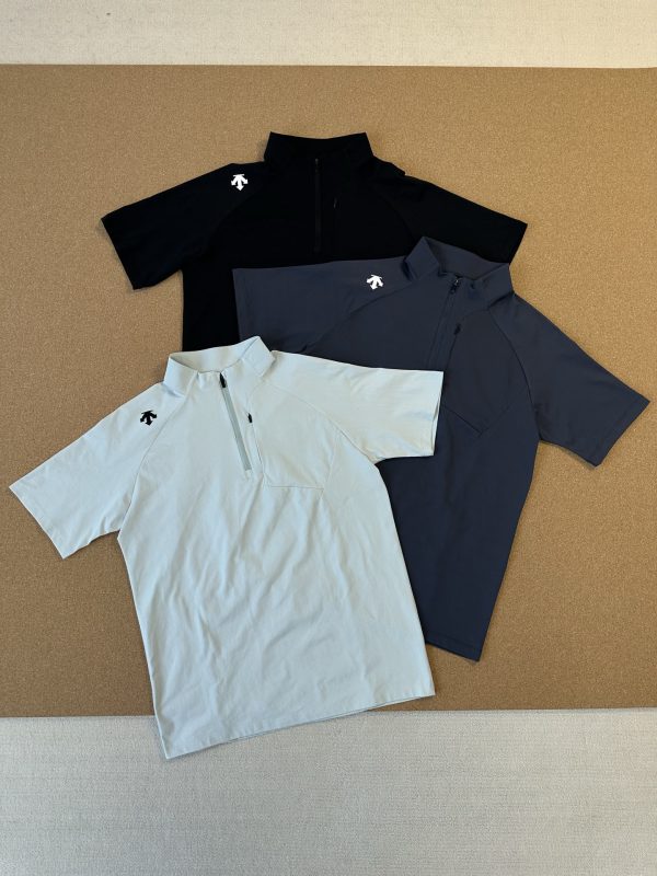 High Quality Descente Short-Sleeved Shirts Black Breathable Collection