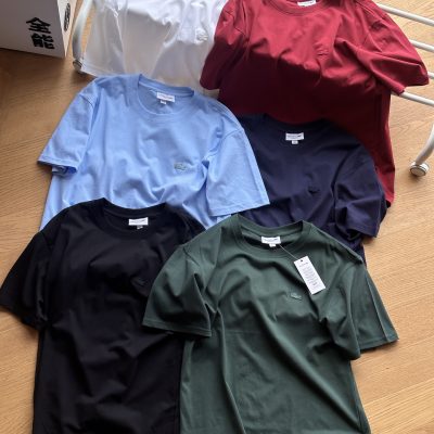 Best Selling Lacoste Short Sleeves Black Cotton Logo Style