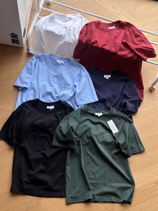 Best Selling Lacoste Short Sleeves Black Cotton Logo Style