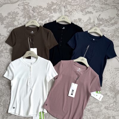 Best Selling Lululemon Short Sleeves Black Knit Elegant Luxury