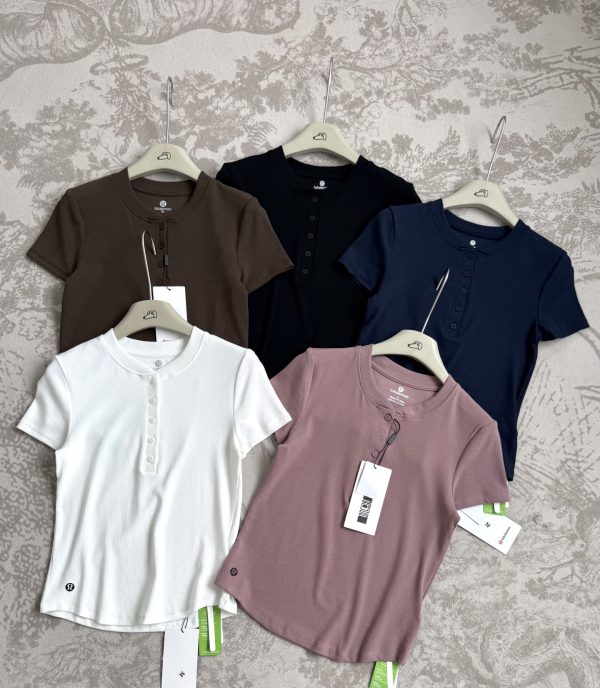 Best Selling Lululemon Short Sleeves Black Knit Elegant Luxury
