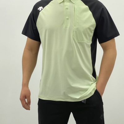 Best Selling Descente Polo Shirt Black Denim Patchwork Luxury