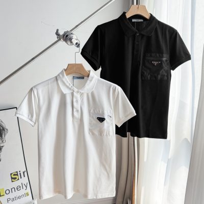 Premium Quality Prada T-Shirts Black Logo Style