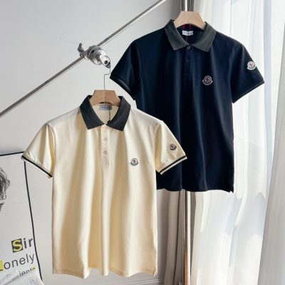 High Quality Moncler Polo Shirt Black Logo Style