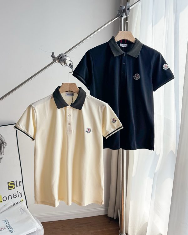 High Quality Moncler Polo Shirt Black Logo Style