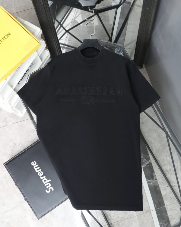 Luxury Balenciaga Short Sleeves Black Cotton Washed Collection