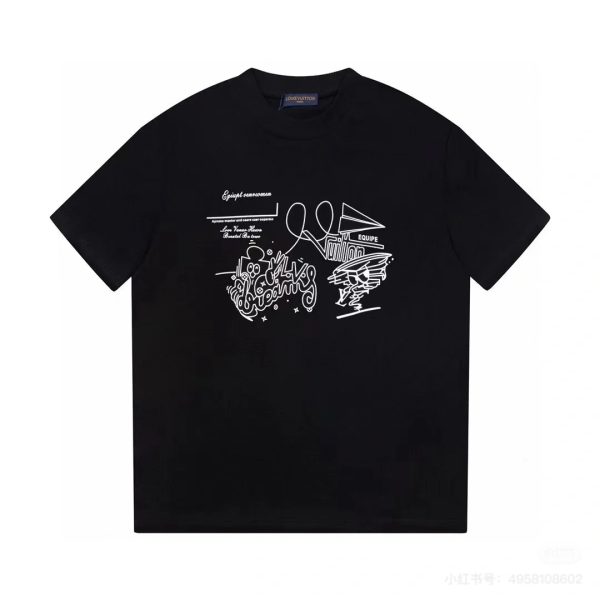 Premium Louis Vuitton Short Sleeves Black Cotton Collection