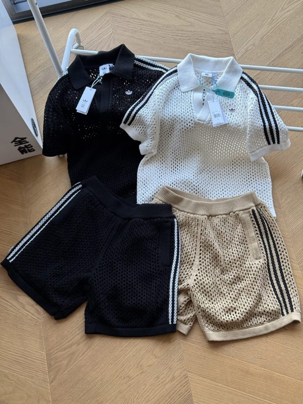 Premium Adidas Short-Sleeved Shirts Black Cotton Logo Collection